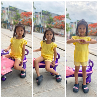 Bộ bé gái CHIPBONG hàng dư ghép set áo cộc quần legging đùi chất cotton size 1-5y 7-19kg màu vàng 01456
