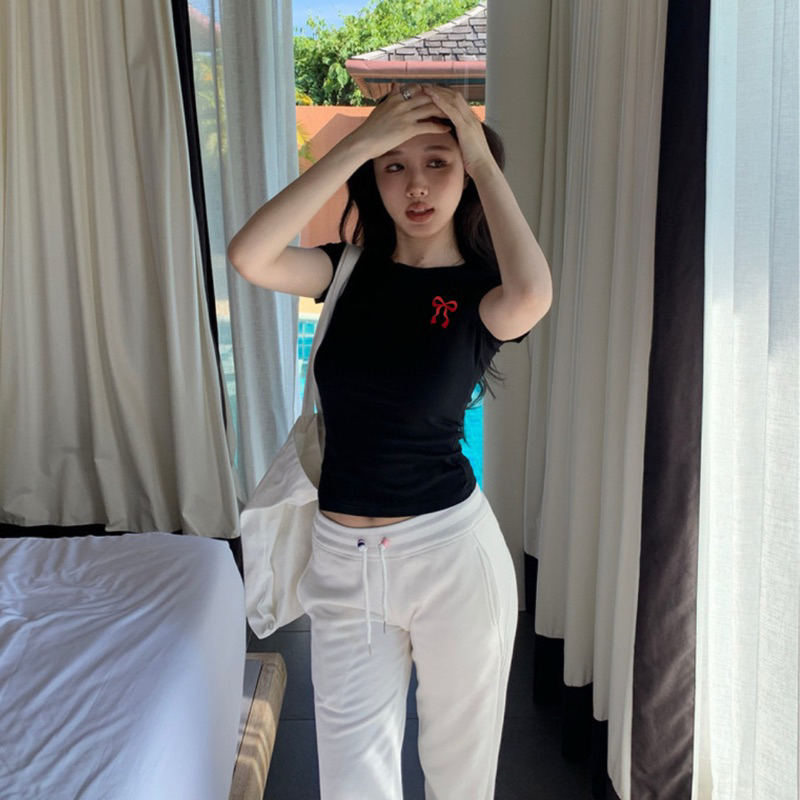 Áo baby tee nơ form fit body thun tăm thái chât cotton mát mịn đẹp E18 Kenco.Sài Gòn M177 | BigBuy360 - bigbuy360.vn