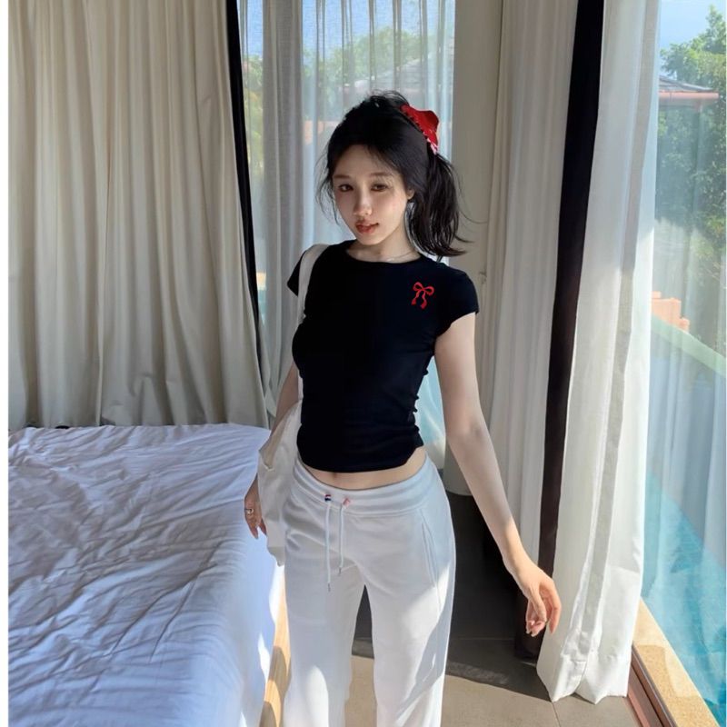 Áo baby tee nơ form fit body thun tăm thái chât cotton mát mịn đẹp E18 Kenco.Sài Gòn M177 | BigBuy360 - bigbuy360.vn