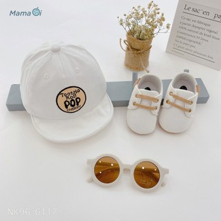 G117-NK96-MK04 SET GiàyNÓN KÍNH tập đi cho bé giày bata mềm mại êm chân màu trắng của Mama Ơi - Thời Trang cho bé