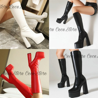 Order boot da dưới gối gót vuông khoá kéo dài 14cm