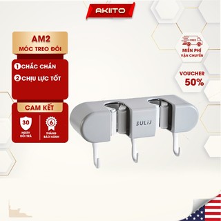 Móc Treo đôi Cây Lau Nhà Dán Tường, Móc Treo Chổi Đa Năng Lắp Đặt Không Cần Khoan Đục AKIITO AM2