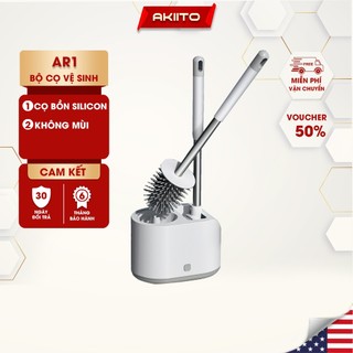 Cọ bồn cầu silicon , cọ toilet nhà vệ sinh 2 trong 1, có thể treo tường và cây gắp tóc AKIITO AR1