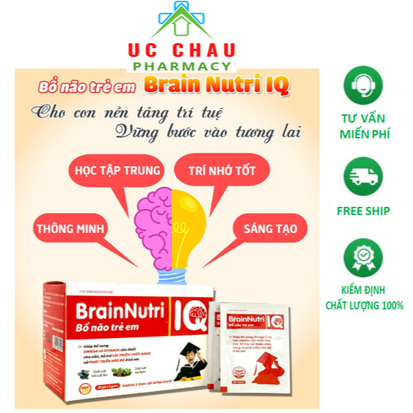 Brain Nutri IQ Cốm bổ não trẻ em Brain Nutri IQ (hộp 20 gói), phát triển não bộ của trẻ H20 g