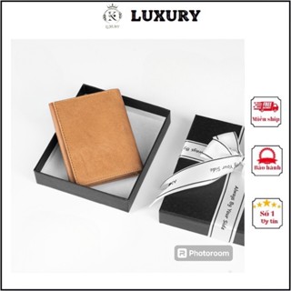 K LUXURY LEATHER- VÍ Mini Nam Nữ Đựng Thẻ Card, Ví Nam Gập Ba Da Bò Cao Cấp Nhiều Ngăn KT013