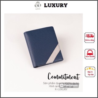 K LUXURY LEATHER- Ví Nam Da Thật Saffiano Cao Cấp Nhỏ Gọn Dáng Đứng LOẠI 1 Bảo Hành 12 Mã KT006