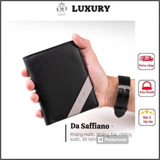 K LUXURY LEATHER- Ví Nam Da Thật Saffiano Chống Nước Nhỏ Gọn Dáng Đứng LOẠI 1 Tặng Hộp Túi Bảo Hành
