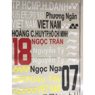 Hình ủi ép nhiệt IN TÊN SỐ ÁO TEAM LỚP Nhóm- IN THEO YÊU CẦU INBOX SHOP]Tên-Số in áo cầu lông,bàn là tại nhà rất đẹp