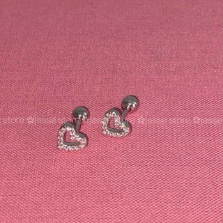 1 Khuyên tai thép không gỉ tim viền đá T19 jesse store