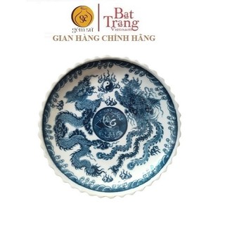 Đĩa sứ thờ hình tròn men lam vẽ Long Phụng- Gốm sứ Bát Tràng