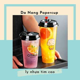 Set 50 Ly nhựa cao nắp tim chuyên đựng trà trái cây 500/700ml