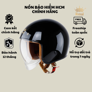 Nón bảo hiểm 3/4 Royal M139 kính âm đen bóng đi xe máy size M L XL bảo hành 12 tháng chính hãng