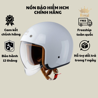 Royal m139 trắng bóng mũ bảo hiểm 3/4 kính âm size M L XL chính hãng bảo hành 12 tháng đi xe máy