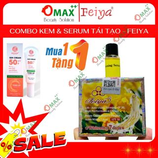 Combo KEM DƯỠNG TRẮNG DA và SERUM FEIYA NHÂN SÂM ĐỎ 50G ( Chống nhăn , Chống lão hóa , Nâng cơ ..)