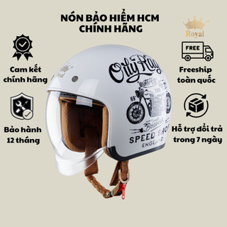 Nón bảo hiểm 3/4 Royal M139 kính âm tem V5 trắng size M L XL chính hãng bảo hành 12 tháng