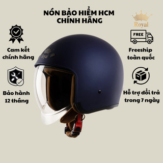 Royal M139 - Mũ bảo hiểm 3/4 kính âm xanh mực nhám size M L XL dành cho nam và nữ