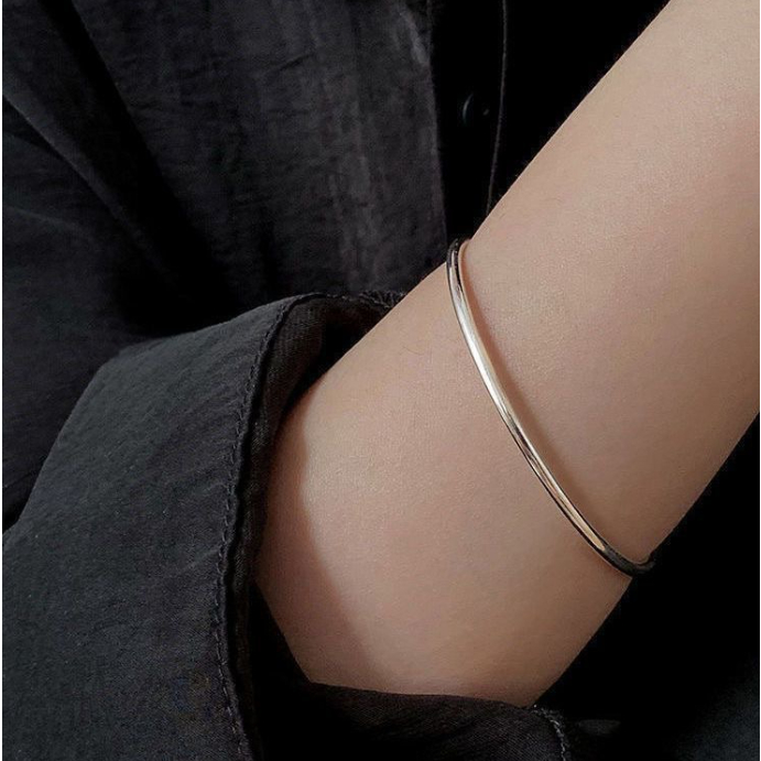 📛 RẺ VÔ ĐỊCH 📛 Vòng tay trơn màu bạc trắng có chỉnh cỡ hot trend phong cách hàn quốc