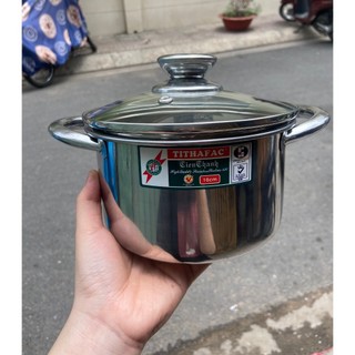 Nồi inox nắp kính Tithafac sử dụng được bếp từ đủ size (16-32cm), nồi inox cao cấp - dụng cụ nhà bếp