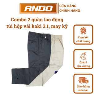 Combo 2 quần bảo hộ lao động công nhân túi hộp, vải kaki 3/1 dày dặn, may kỹ, thoải mái vận động, tiện lợi cho công việc