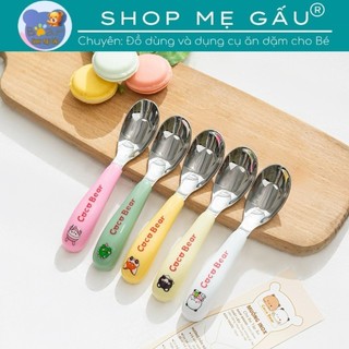 Thìa inox ăn dặm cho bé coco bear, thìa muỗng cho bé tập ăn
