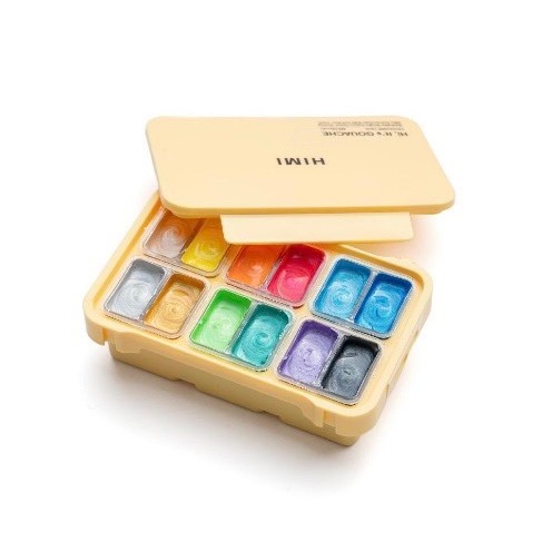 Bộ 12 Màu Gouache HIMI Nhũ Metallic | Gouache Thạch Himi Ánh Kim