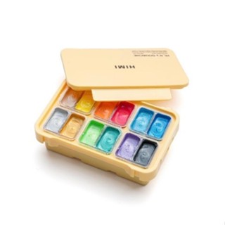 Bộ 12 Màu Gouache HIMI Nhũ Metallic - Tặng Giấy Vẽ