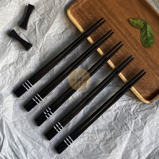Đũa gỗ Mun vuông 21,5cm - 3 vạch trai  - Đũa gỗ tự nhiên cao cấp ,sang trọng