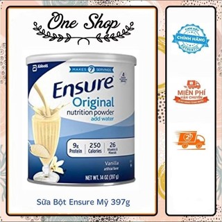 (Date T12/25) Sữa bột Ensure Original Nutrition Powder hương vanilla 400g thơm ngon, ít ngọt và ít béo của Mỹ