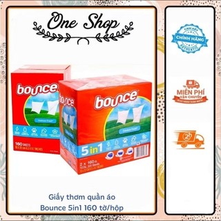 (Mẫu mới) Giấy thơm quần áo Bounce 5in1 160 tờ/hộp giúp mềm vải, thơm lâu của Mỹ