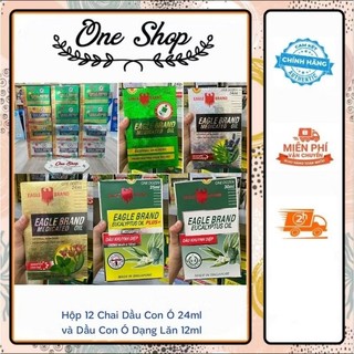 Lốc 12 chai dầu gió con ó 24ml/25ml/30ml và lốc 14 chai dầu gió con ó dạng lăn 12ml