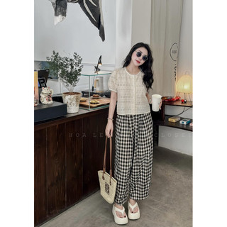 Áo sơmi ren lỗ cổ tròn