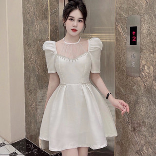 Váy Tapta Lưới Yếm Phối Lông Eo Đá