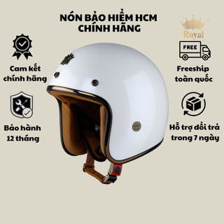 Nón bảo hiểm 3/4 Royal M20c trắng bóng size l xl xxl chính hãng bảo hành 12 tháng