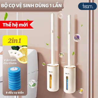 Bộ Cọ Vệ Sinh Dùng Một Lần Nâng Cấp Mẫu 2024 Gồm 8 Đầu Cọ Thay Thế, Cọ Toilet Xoay 360 Độ Thế Hệ Mới Hương Thơm Mát