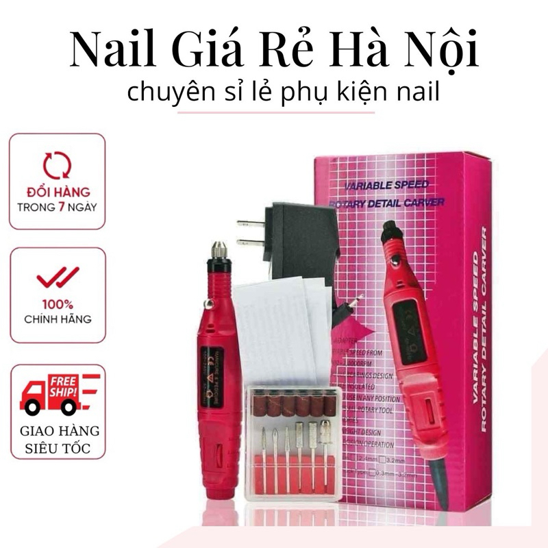 Máy mài móng mini cầm tay làm nail [kèm đủ dây cắm + hộp đầu mài đi kèm]