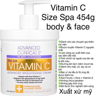 [Mỹ] Kem Dưỡng Da Vitamin C Advanced Clinicals 454g