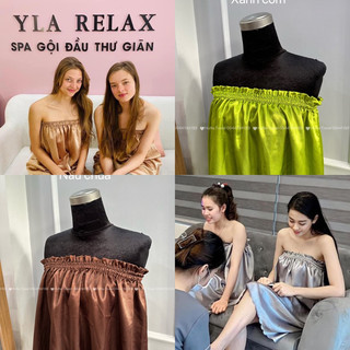 VÁY QUÂY SPA VẢI LỤA CAO CẤP, VÁY QUÂY MẶC TRIỆT LÔNG, GỘI ĐẦU DƯỠNG SINH CHUN DÀY ĐÀN HỒI TỐT FREE SIZE 100kg