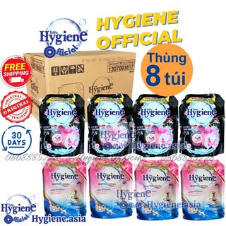 Thùng 8 túi nước giặt Hygiene 8x1800ml 3 in 1 Sạch - Thơm - An toàn siêu tiết kiệm