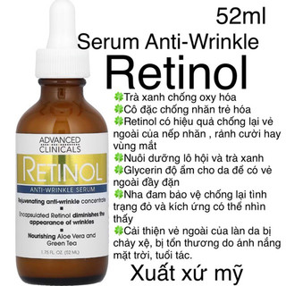 [MỸ] Mỹ phẩm Retinol Serum Advanced Clinicals 52ml trẻ hoá da