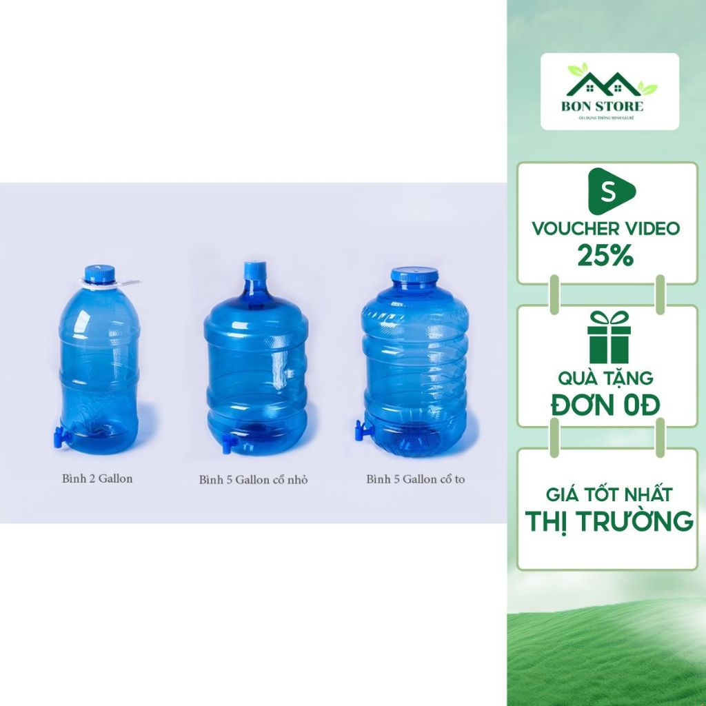 Bình Gallon Việt Nhật 7,5 lít, 18 lít, 20 lít - Bình Nước Nhựa Việt Nhật - Bình gallon 20 lít Có Vòi