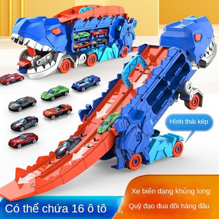 Bộ Đồ Chơi Xe Đua Cầu Trượt Xe Khủng Long Nuốt Ô Tô gồm 6 xe kim loại Cho Bé từ 3 tuổi Miababy
