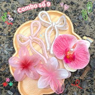 Kẹp tóc hoa sứ 8cm, kẹp tóc hoa sứ tráng gương, set kẹp hoa sứ hottrend phụ kiện cài tóc bơ shop