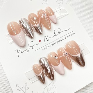 Nailbox tráng gương thạch hồng nơ chấm bi