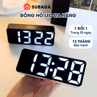 Đồng hồ led để bàn dercor bàn làm việc có báo thức 3 khung giờ hiển thị thời gian, ngày tháng, nhiệt độ, hẹn giờ DHO6