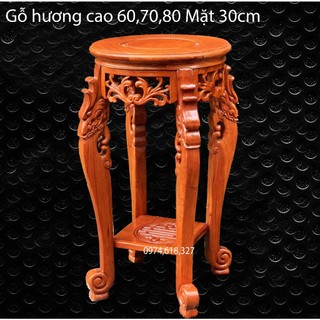 Đôn kỷ tròn chân trạm rồng gỗ hương mặt 30 cao 40,50,60,70,80cm