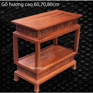 Đôn đèn bày đồ chữ nhật 2 tầng gỗ hương cao 60,70,80cm