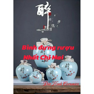 Bình đựng rượu gốm sứ Nhất Chi Mai