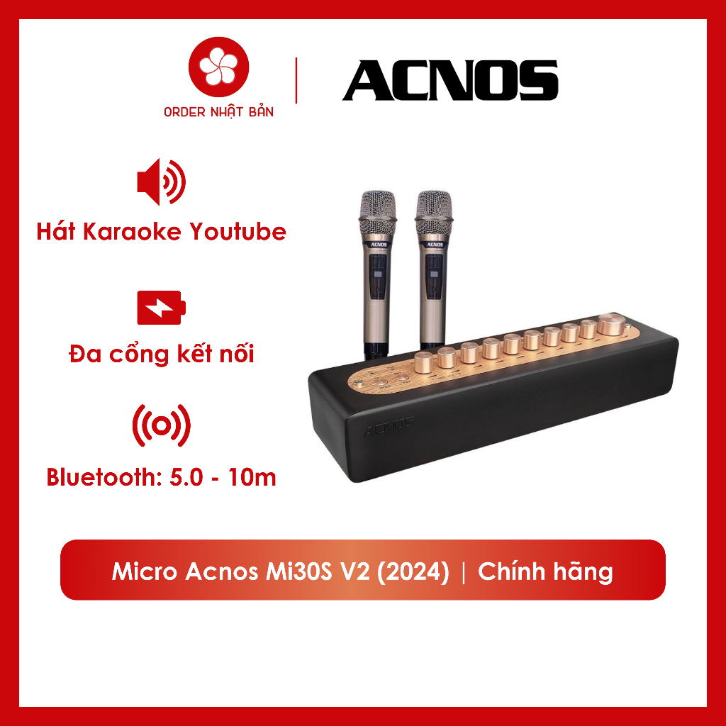 [Giá hủy diệt] [Ảnh thật] Micro vang số chỉnh cơ Acnos Mi30S V2 2024 - Hát được trên ô tô, hát karao