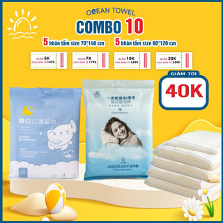 COMBO 10 Khăn Tắm Dùng 1 Lần❣️FREESHIP❣️Khăn Tắm Du Lịch Tiệt Trùng - Khăn tắm to 70x140cm& 60x120cm 100%cotton