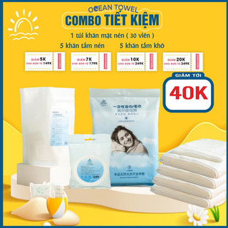 COMBO khăn tắm dùng 1 lần ❣️OCEANTOWEL❣️Khăn mặt nén - Khăn tắm nén tiệt trùng 70x140cm 100% cotton